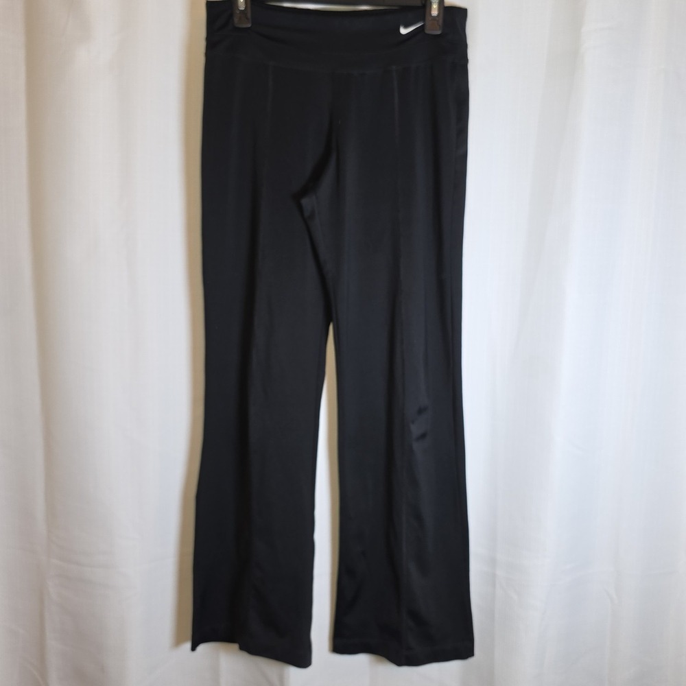 Women Nike Athletic Pants Solid Black White Casual Work-Out Running Size S